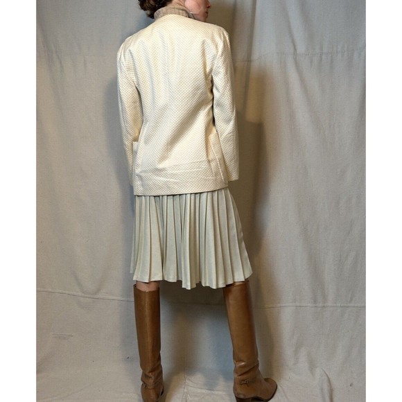 Vintage Perry Ellis Women's Beige Blazer Jacket, Size 8 Checkered - Picture 10 of 12